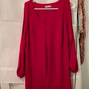 Open Long-Sleeve Shift Dress